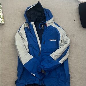 American Eagle Outfitters Men's Blue and Gray Ski Jacket